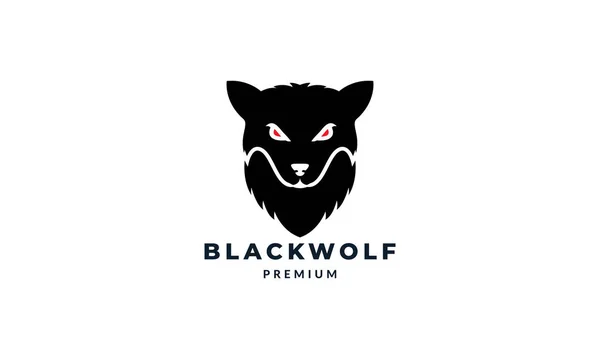 Wolf Oder Hund Wald Schwarz Kopf Logo Vektor Illustration Design — Stockvektor