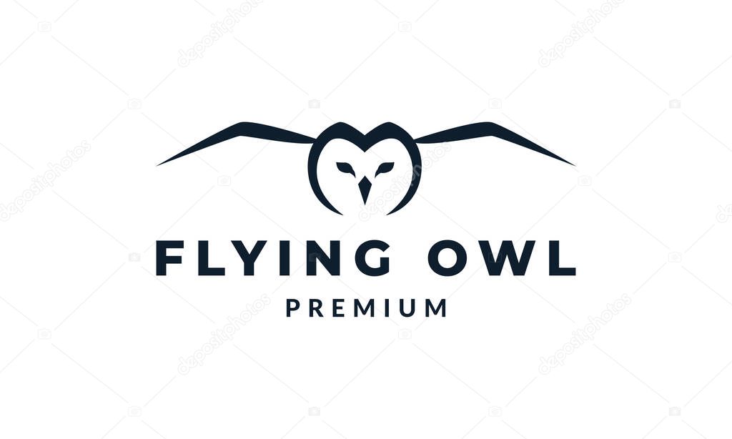 Owl or owlet fly line modern logo vector illustration design