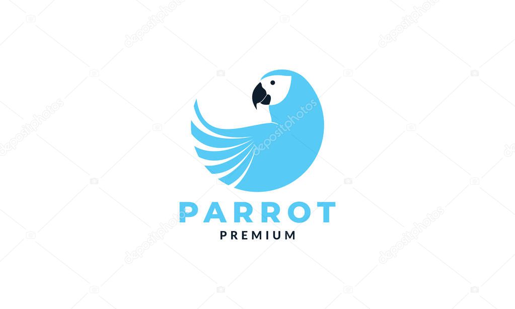 parrot or lovebird or macaws abstract modern blue logo vector illustration design
