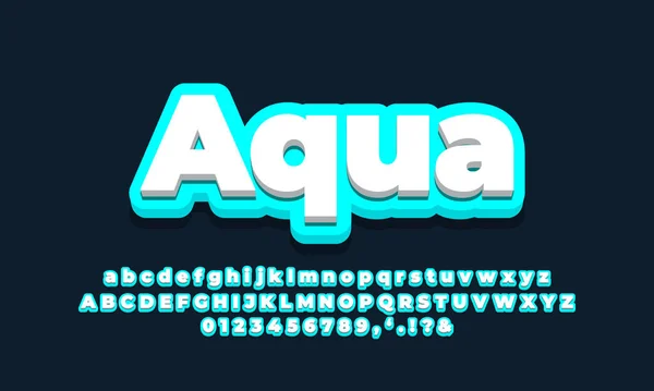 Aqua Bílým Efektem Písma Nebo Designem Stylů Textu — Stockový vektor