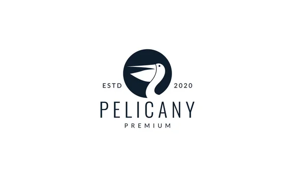 Pelicano Cabeça Pássaro Silhueta Círculo Logotipo Vetor Ilustração Design —  Vetores de Stock