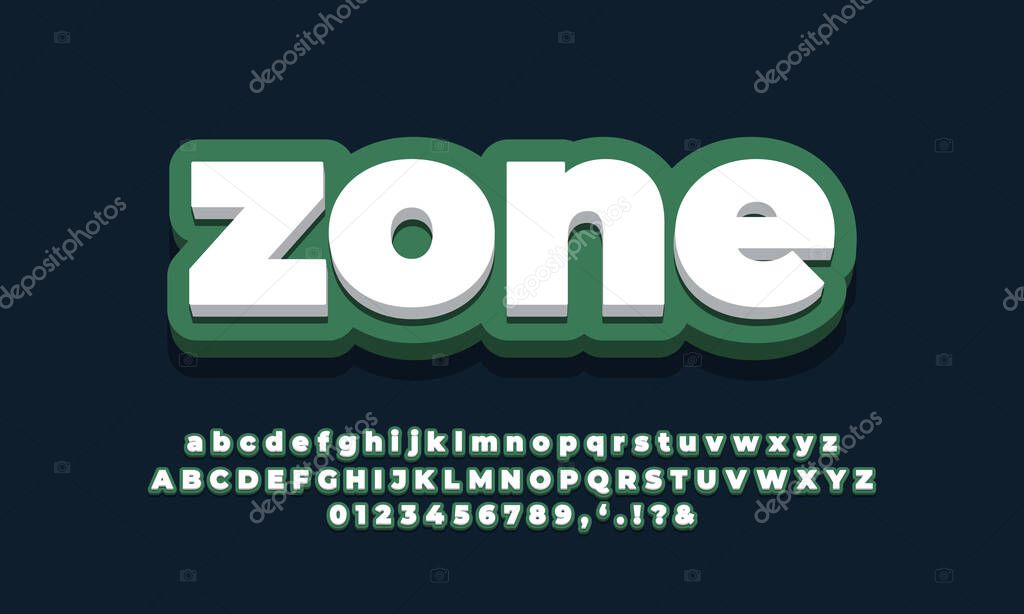 dark soft green with white 3d  font effect or text styles design