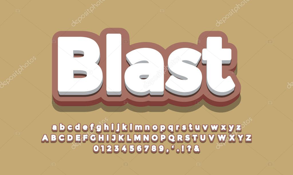 soft brown with white 3d font effect or text effect design