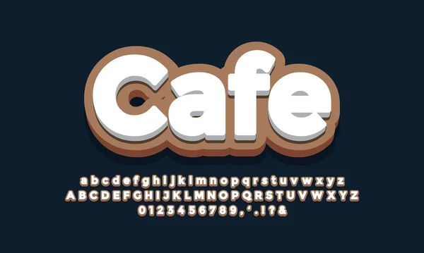 咖啡店褐色 白色3D字体效果或文字效果设计 — 图库矢量图片