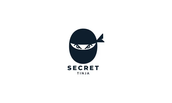 Cabeça Preta Ninja Simples Design Moderno Logotipo Vetor Ilustração — Vetor de Stock