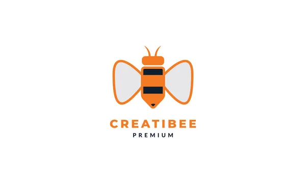 Animal Insecto Abeja Con Pluma Creativa Moderno Logotipo Vector Icono — Archivo Imágenes Vectoriales