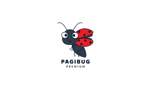 Állat Rovar Bug Piros Aranyos Rajzfilm Logó Vektor Ikon Illusztráció — Stock Vector