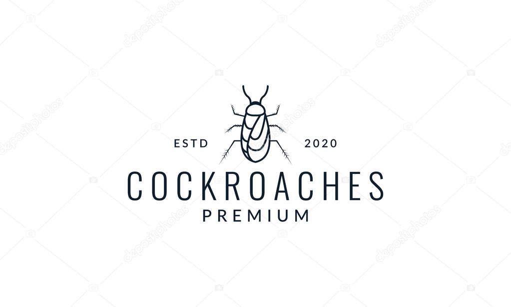 animal insect cockroach minimalist lines logo vector icon illustration design