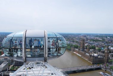 Tourists in the pod London Eye admire the beautiful view of the sights of London, United Kingdom MAY clipart