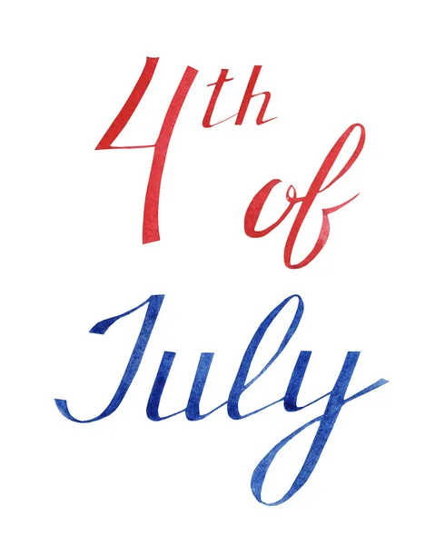 Mão Escrita Aquarela Letteing Dia Independência América Julho Elemento Para — Fotografia de Stock