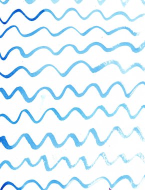 Beyaz arka plan üzerinde mavi dalgalar ile el çizilmiş suluboya soyut arka plan 