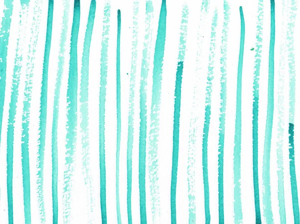Ručně Vykreslené Akvarel Abstraktní Pozadí Tyrkysovou Svislou Linií — Stock fotografie