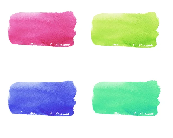 Handritade Akvarell Uppsättning Ljusa Flerfärgade Penseldrag Utrymme För Text Element — Stockfoto