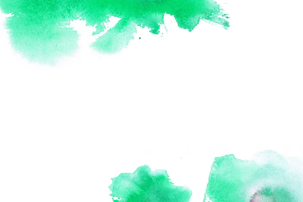 Ručně Vykreslený Akvarel Skvrnami Zeleném Rámu Prázdné Místo Pro Text — Stock fotografie