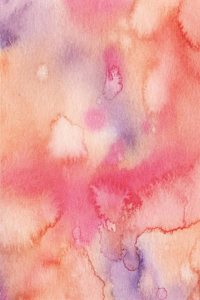 Resumo Aquarela Rosa molhado, roxo e laranja Fundo com manchas. Lavagem de aquarela — Fotografia de Stock