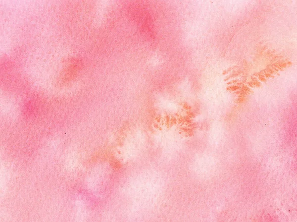 Watercolor Wet pink, coral and orange Background with stains. — Stock Photo, Image