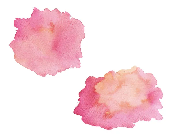 Akvarel vlhké růžové, korálové a oranžové tahy štětce izolované na bílém pozadí. — Stock fotografie