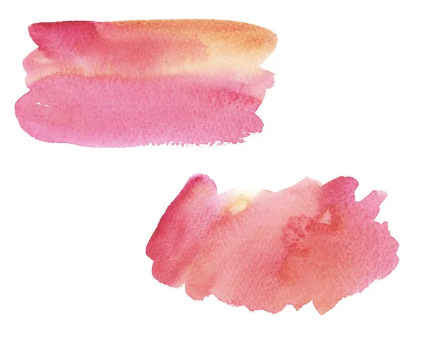 Watercolor Wet pink, coral and orange set brush strokes isolated on white background. — Stock Photo, Image