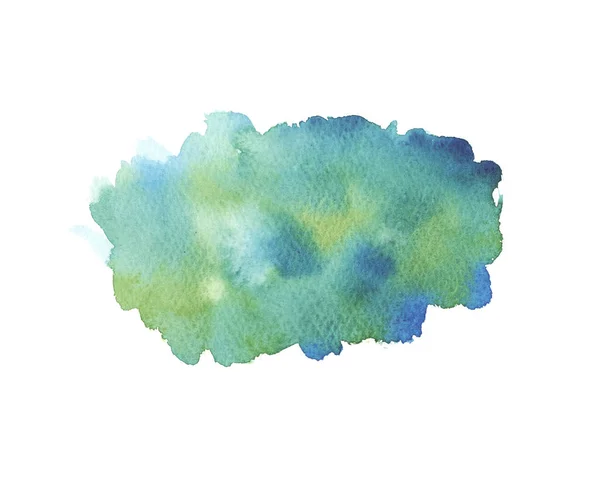 Акварель Мокрий бірюзовий, зелений і синій штрих пензля ізольовані на білому тлі — стокове фото