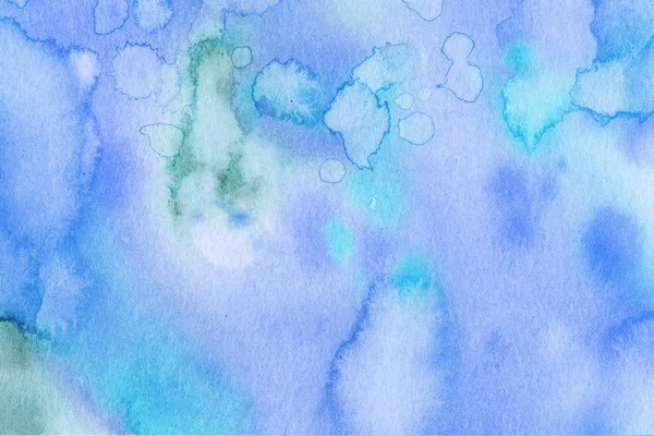 Hand painted abstract Watercolor Wet turquoise and blue Background with stains. Watercolor wash.