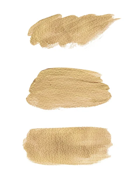 Hand drawn Gold Texture Acrylic brush stroke set. — Stock Photo, Image