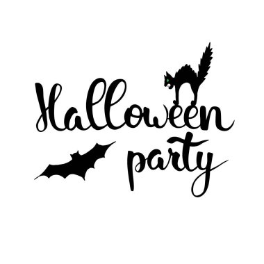 Mutlu Cadılar Bayramı kaligrafisi el çizilmiş Vektör illüstrasyon