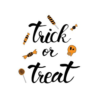 Mutlu Cadılar Bayramı kaligrafisi el çizilmiş Vektör illüstrasyon