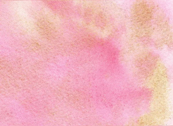 Handgezeichnetes Aquarell gold rosa Hintergrund. Aquarellwäsche. — Stockfoto