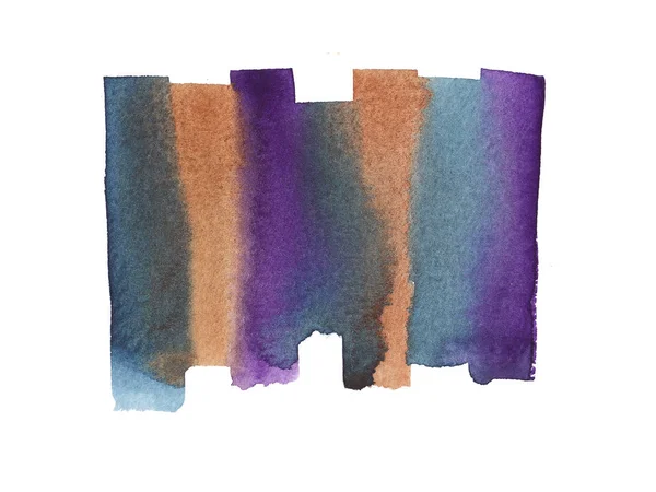 Pincel pintado à mão abstrato Aquarela Roxo molhado, azul e laranja acidente vascular cerebral isolado no fundo branco . — Fotografia de Stock