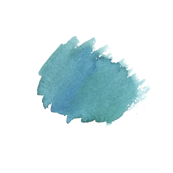 Pintura à mão abstrata Aquarela Turquesa molhada, verde e azul pincel acidente vascular cerebral isolado no fundo branco . — Fotografia de Stock