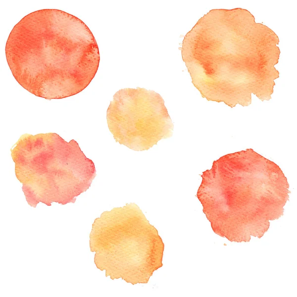 Acuarela abstracta pintada a mano Manchas húmedas amarillas y naranjas aisladas sobre fondo blanco . —  Fotos de Stock