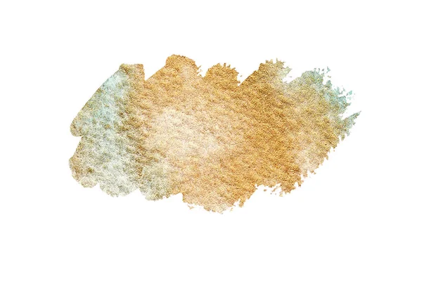 Hand drawn Gold Texture Paint Stain Illustration. Watercolor brush stroke isolated on white background. — Stock Photo, Image