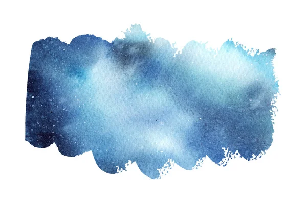Handmålade abstrakt akvarell Våt blå Yttre rymden och stjärnor Bakgrund. — Stockfoto