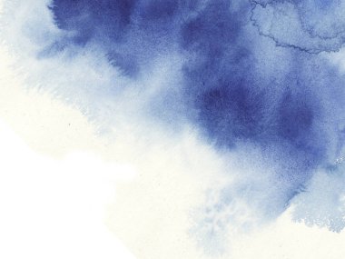 Navi, klasik mavi, çivit mavisi, sulu boya arkaplan, ıslak fırça lekeleri, felçler. Suluboya yıkama. Soyut sanatsal çerçeve, metin için boş alan. Akrilik el boyalı arkaplan.