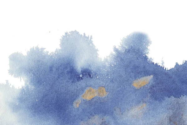 Guld Navi Klassisk Blå Akvarell Konsistens Bakgrund Med Våta Penselfläckar — Stockfoto