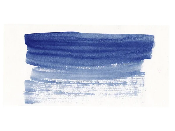 Pintura Mão Abstrata Aquarela Pincel Azul Molhado Isolado Fundo Branco — Fotografia de Stock