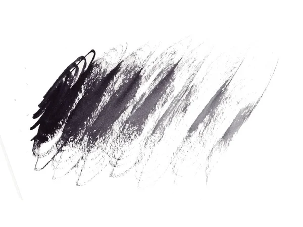 Hand Painted Abstract Watercolor Wet Black Brush Stroke Isolated White — Stock Photo, Image