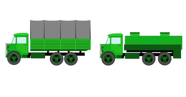 Vrachtwagen en tank — Stockvector