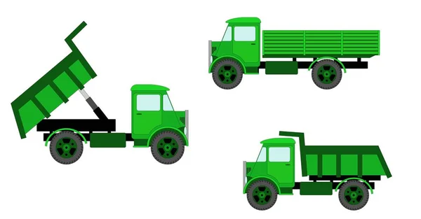 Flatbed truck en dump truck — Stockvector