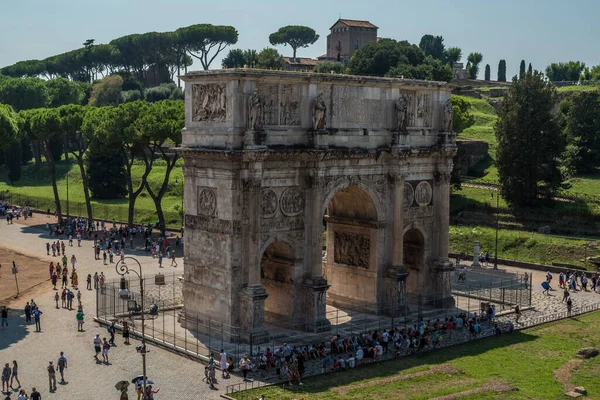 Arco Constantino Visto Coliseu Roma Itália — Fotografia de Stock