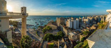 View of the Lacerda Elevator with the Sunbeams in the city of Salvador, Bahia, Brazil clipart