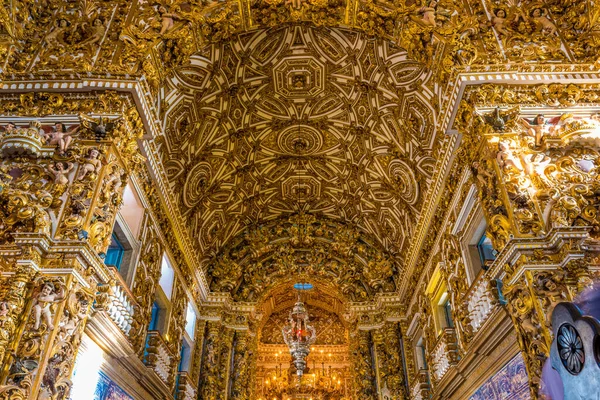 Interior Igreja São Francisco Com Detalhes Ouro Cidade Salvador Bahia — Fotografia de Stock