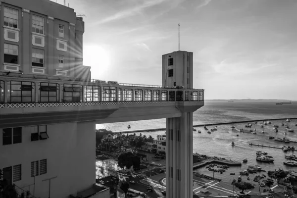 Vista Elevador Lacerda Com Raios Sol Cidade Salvador Bahia Brasil — Fotografia de Stock