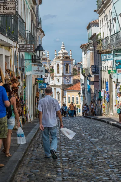 Ünlü Largo do Pelourinho ve mimarisi Salvador, Brezilya 'daki renkli binalar