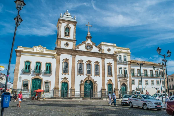Ünlü Largo do Pelourinho ve mimarisi Salvador, Brezilya 'daki renkli binalar