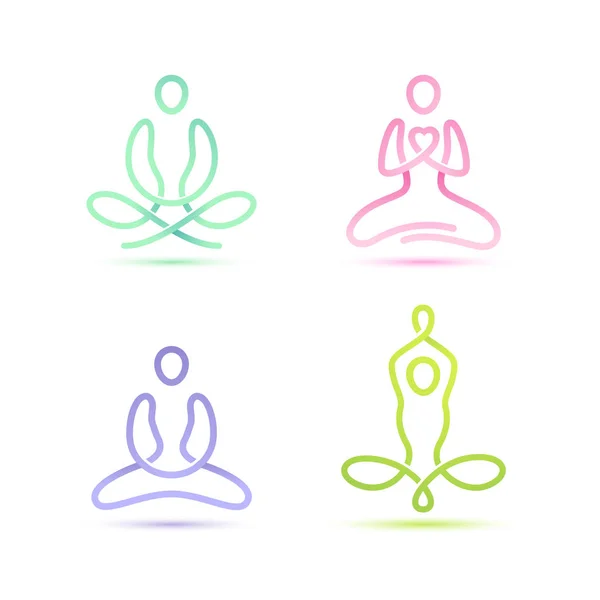 4 rakamları lotus poz oturan vektör ayarla