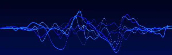 声波元件。摘要蓝色数字均衡器。大数据可视化。动态光流。3d渲染. — 图库照片