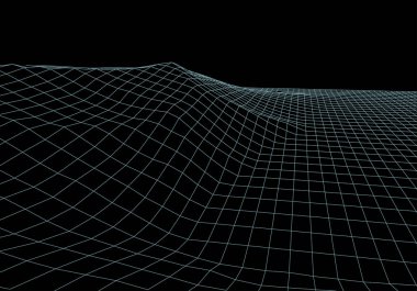 Wireframe 3D landscape mountains. Futuristic 3D cartography. Wireframe landscape wire. Cyberspace grid.