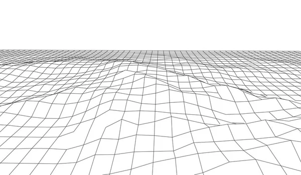 Wireframe 3D landscape mountains. Futuristic 3D cartography. Wireframe landscape wire. Cyberspace grid. — 스톡 벡터