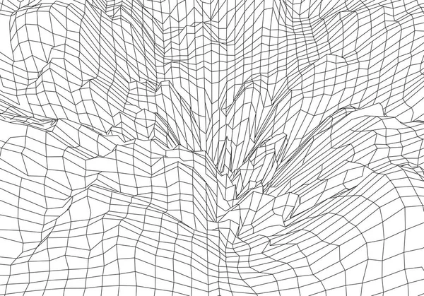 Wireframe 3D landscape mountains. Futuristic 3D cartography. Wireframe landscape wire. Cyberspace grid. — 스톡 벡터